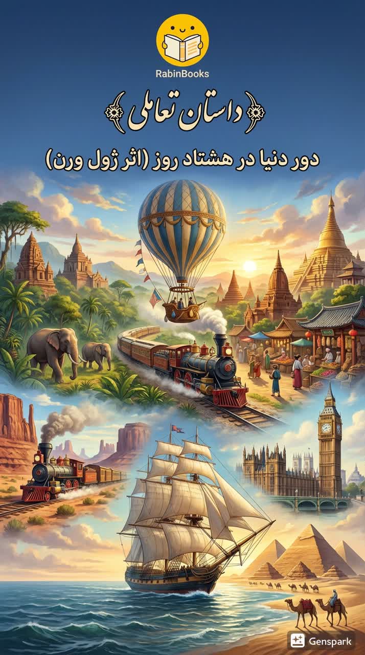 جلد کتاب دور دنیا در ۸۰ روز (ژول ورن)