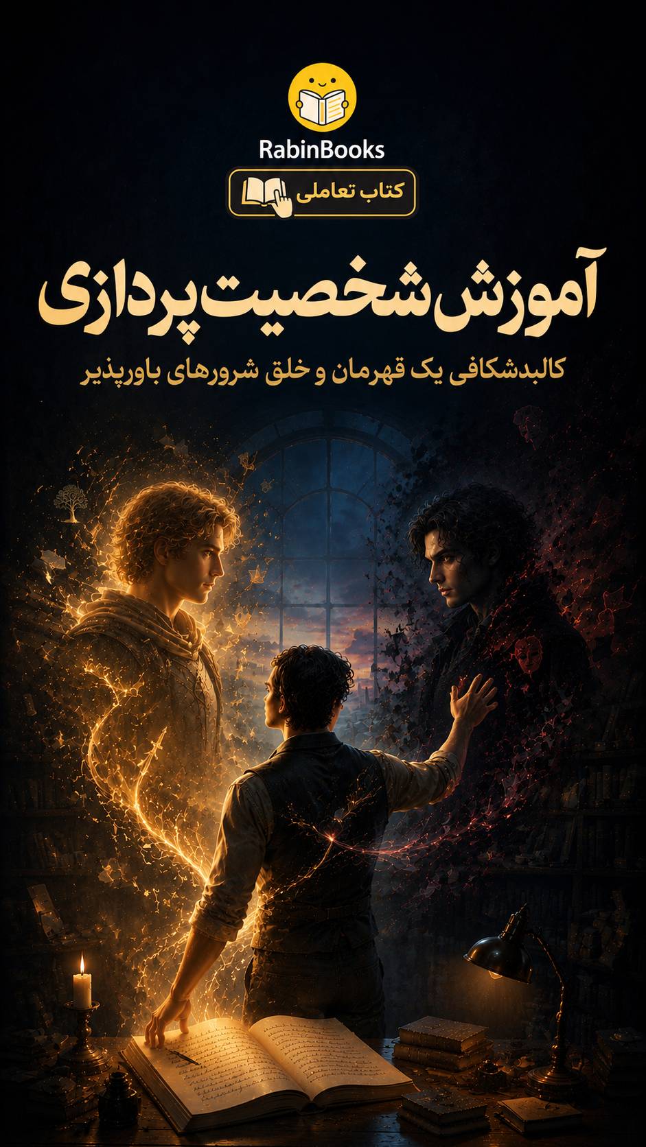 جلد کتاب آموزش شخصیت‌پردازی: کالبدشکافی یک قهرمان و خلق شرورهای باورپذیر
